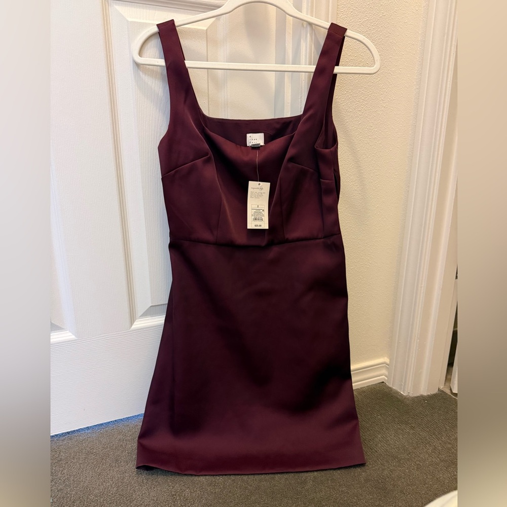 Maroon Shiny Mini Dress